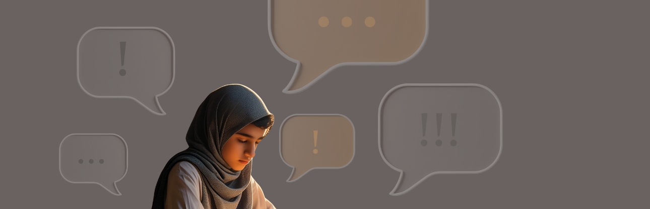 Boy with thought bubbles around his head